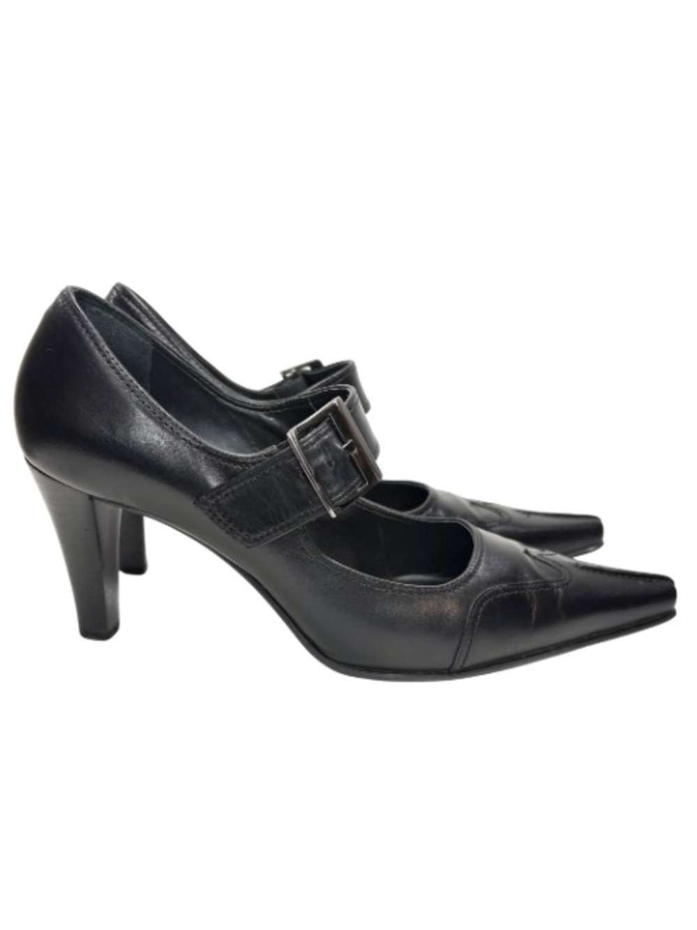 Franco Sarto Black Leather Mary Jane Pumps | 10 - Picture 2 of 9